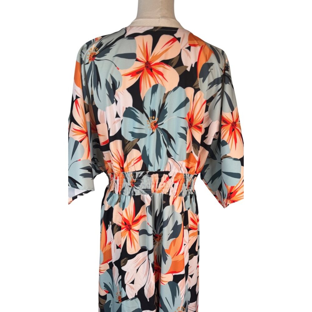 2/$50 NEW XL Summer Floral V-Neck High-Waisted A-Line Maxi Dress Beach Multicolo - Picture 9 of 16